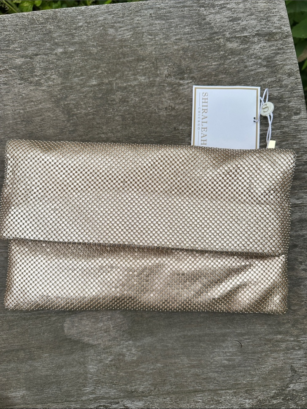 Shiraleah Gold Metallic Textured Fold-Over Clutch
